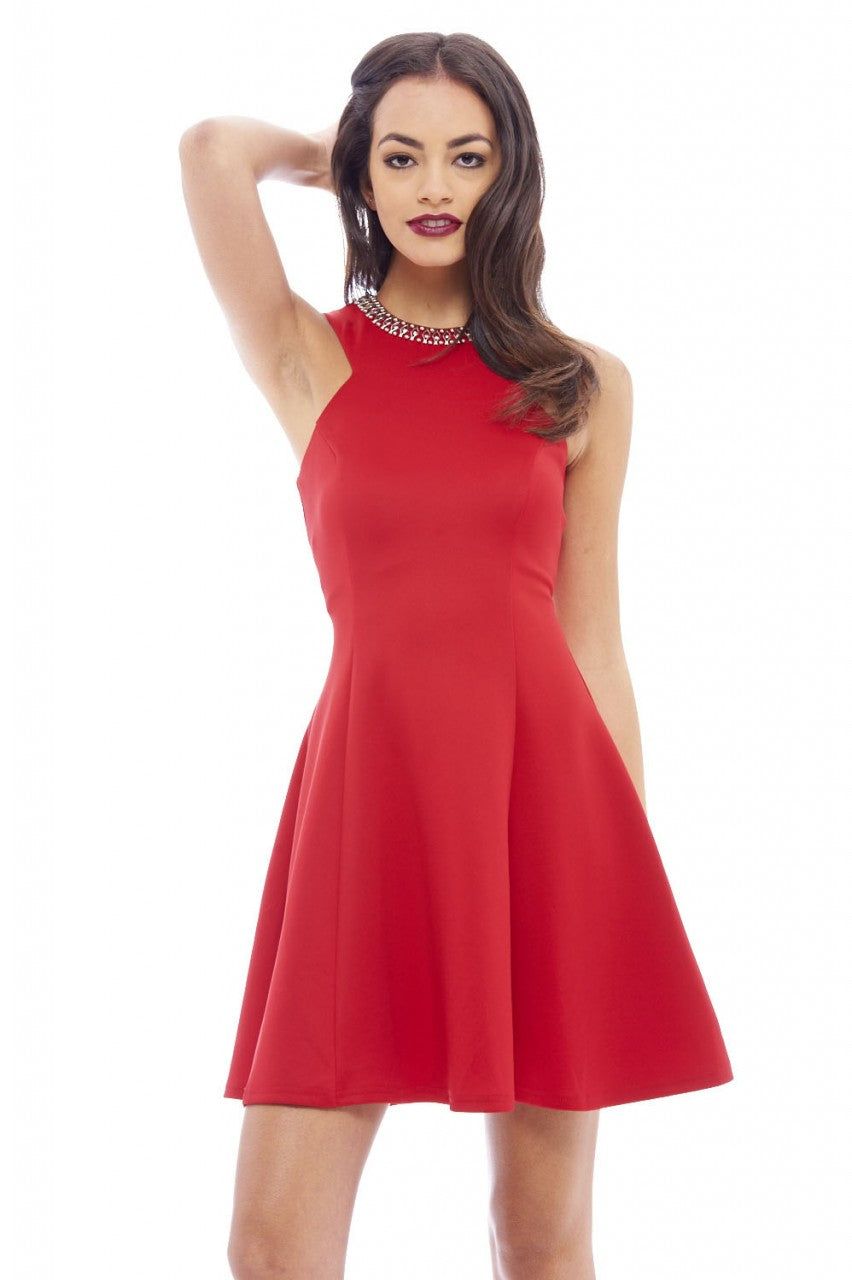 Embellished Neck Skater Dress sold by AX Paris