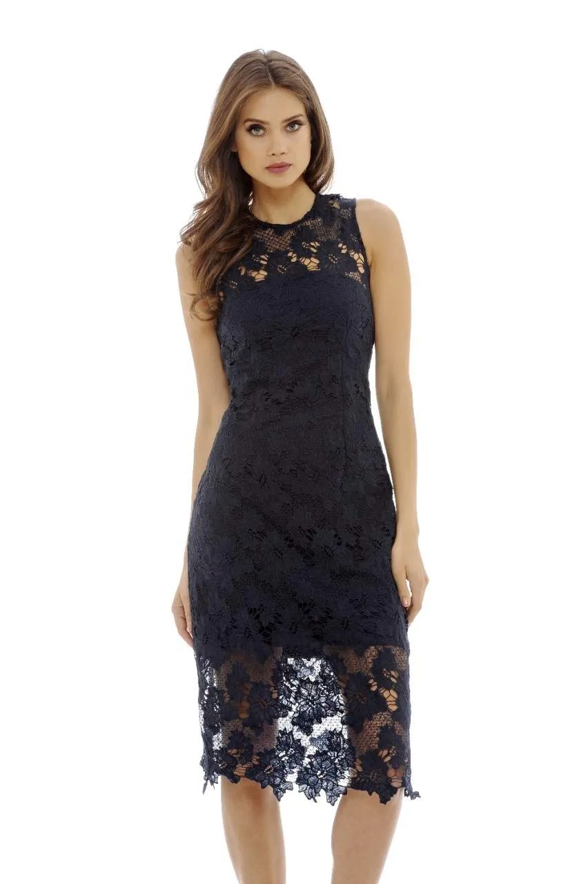 Navy Lace Midi Dress sold by AX Paris