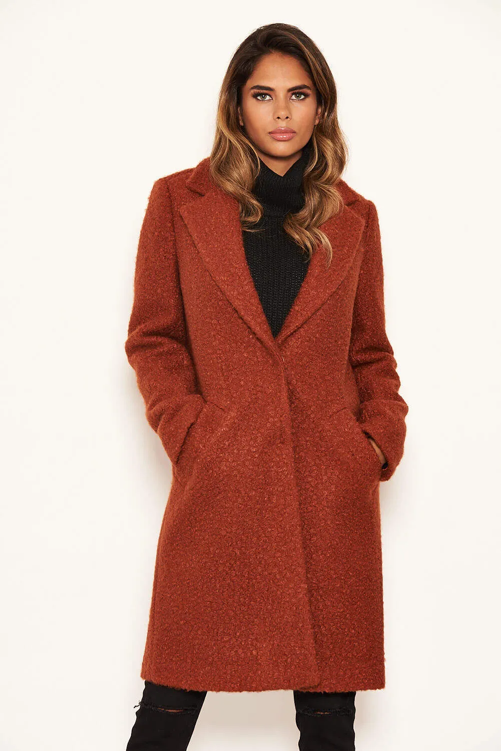Rust Long Teddy Coat sold by AX Paris product image thumbnail 5