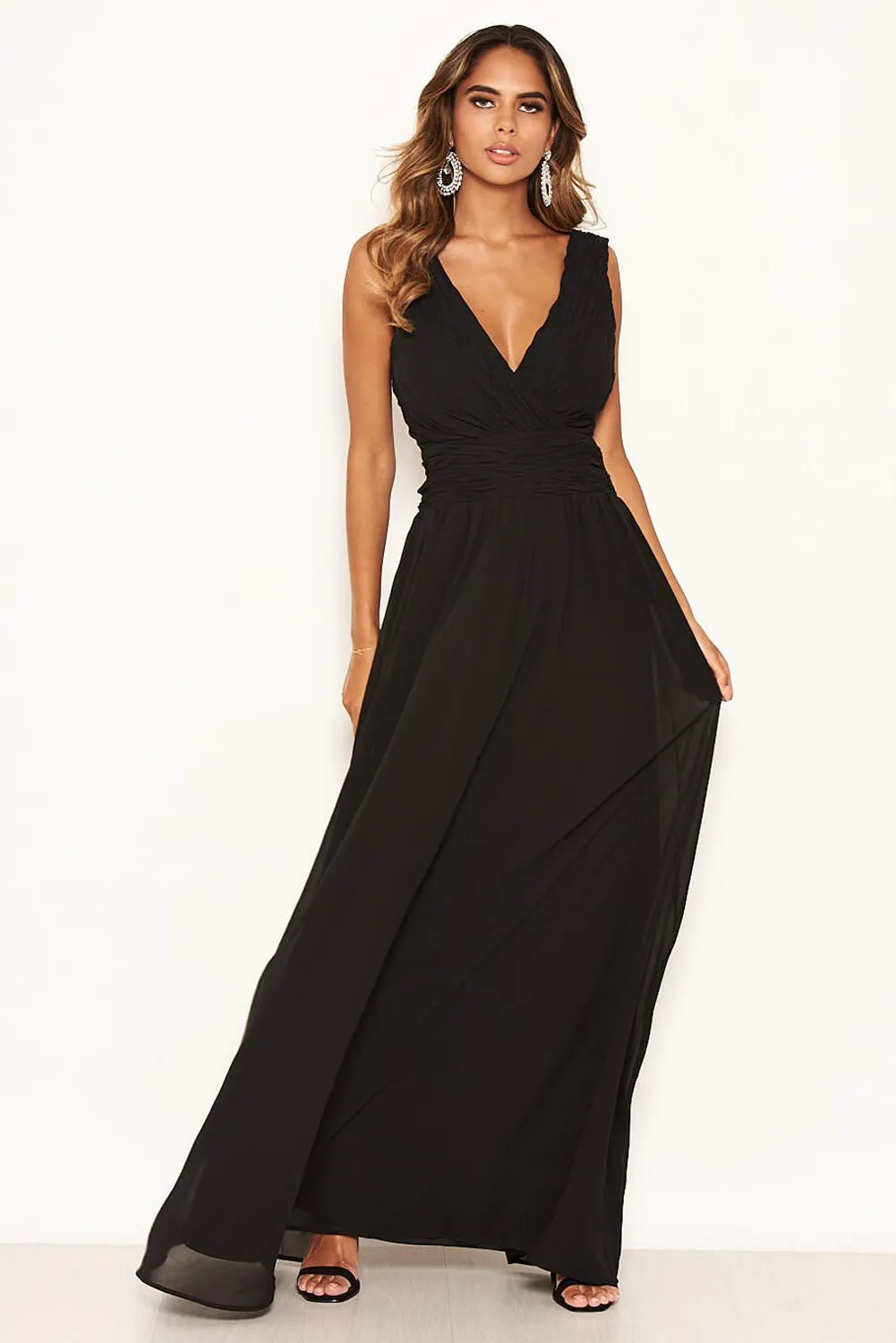 Black Pleated V Neck Maxi Dress sold by AX Paris product image thumbnail 4