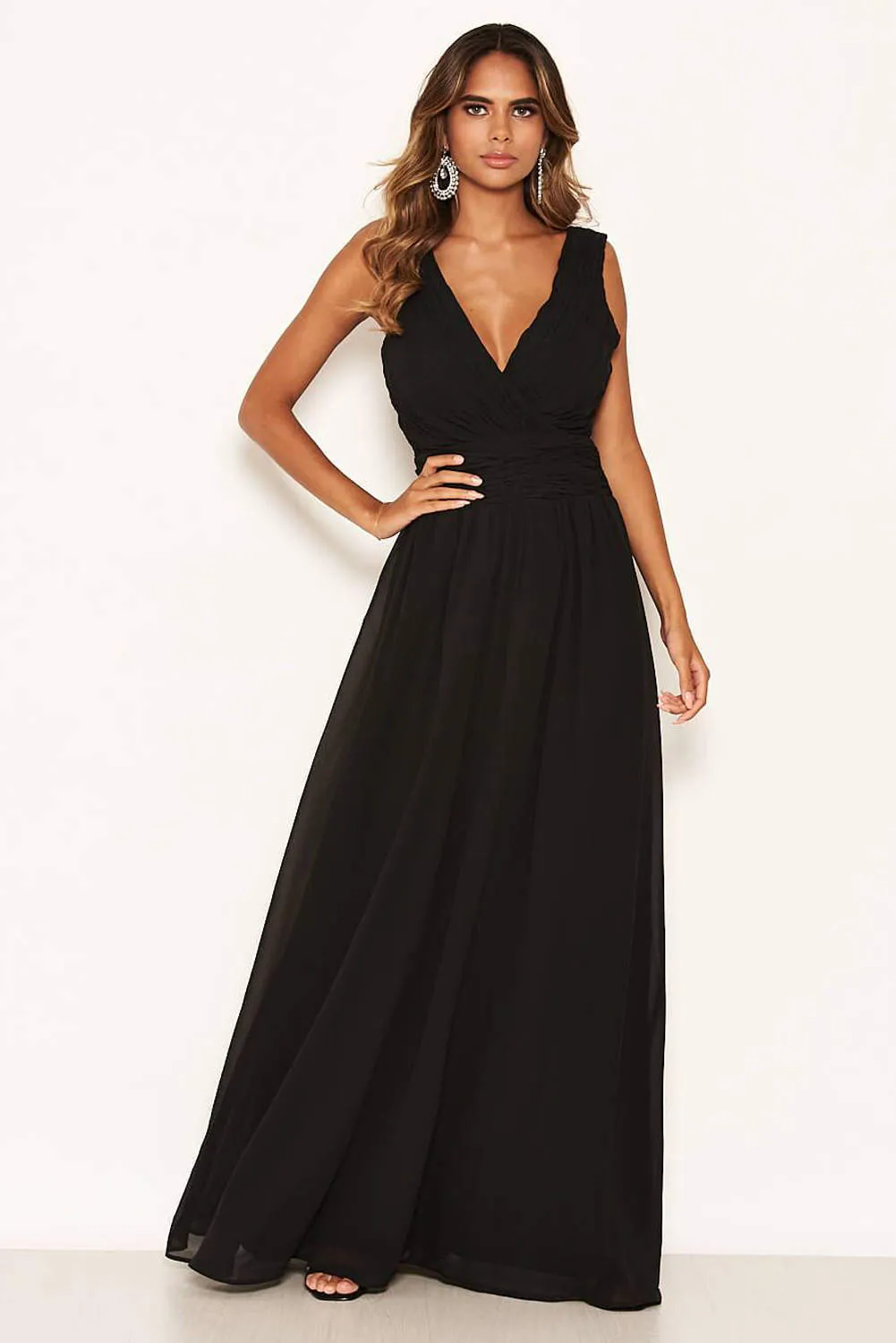Black Pleated V Neck Maxi Dress sold by AX Paris product image thumbnail 2