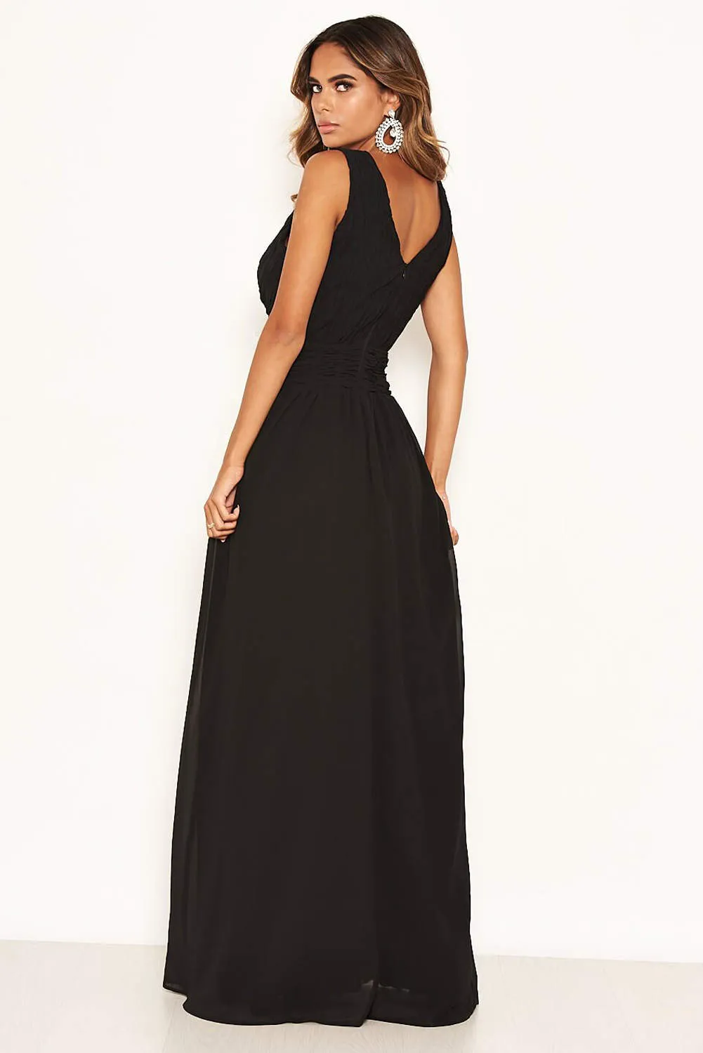 Black Pleated V Neck Maxi Dress sold by AX Paris product image thumbnail 3