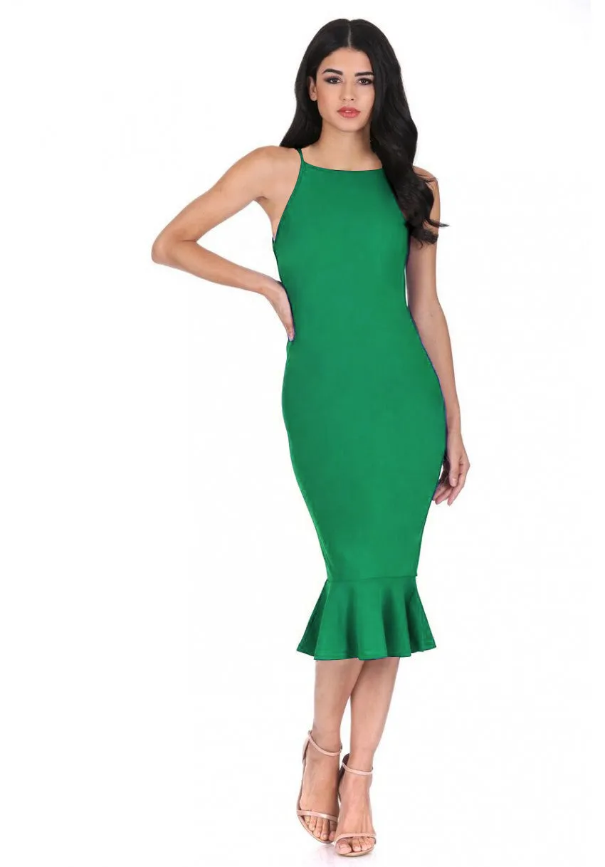 Green Bodycon Midi Dress With Frill Hem sold by AX Paris product image thumbnail 2