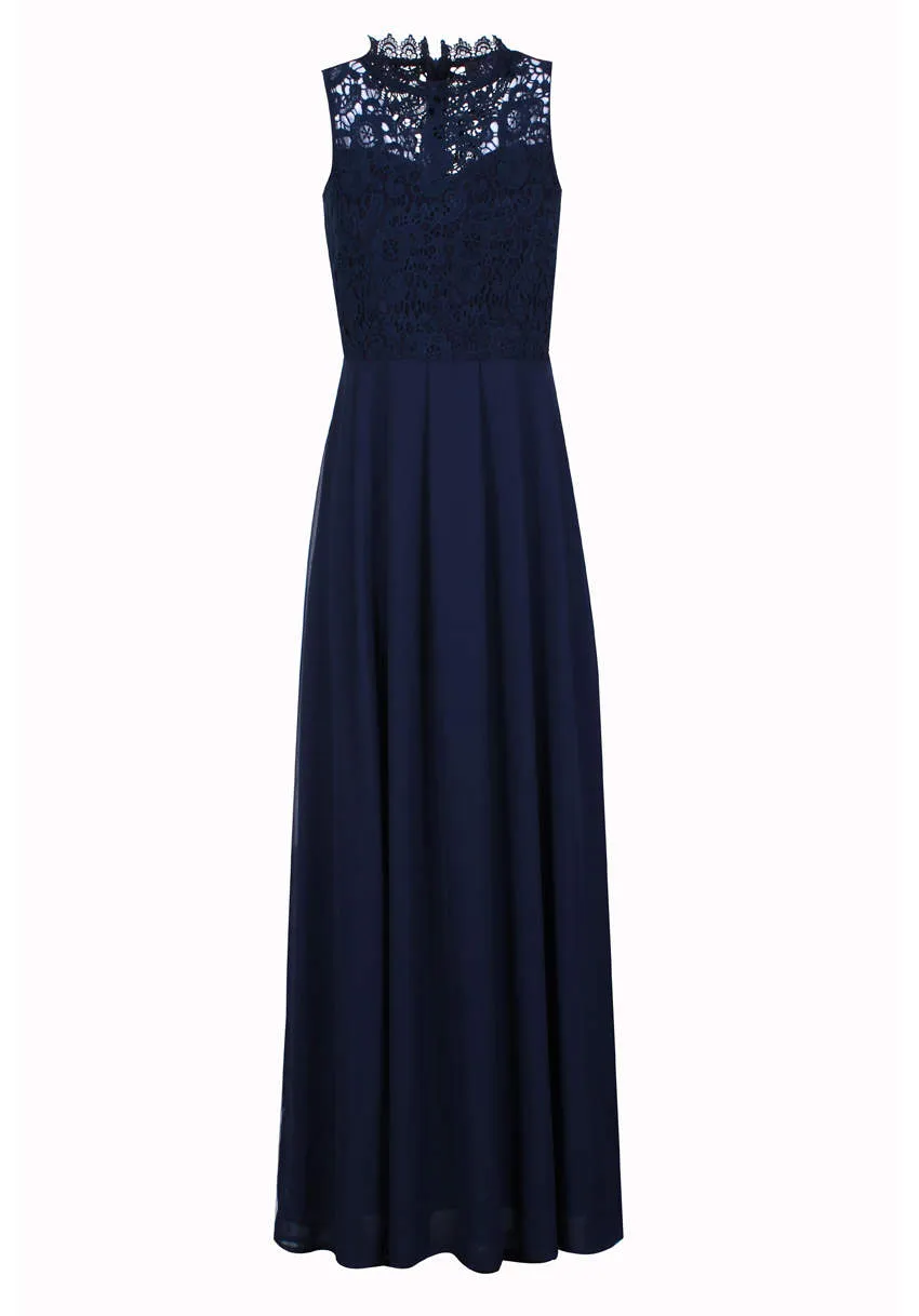 Navy Crochet Top Chiffon Maxi Dress sold by AX Paris product image thumbnail 4
