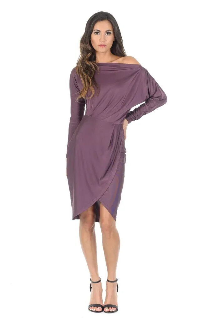 Mauve Relaxed Shoulder Wrapped Midi Dress sold by AX Paris product image thumbnail 2