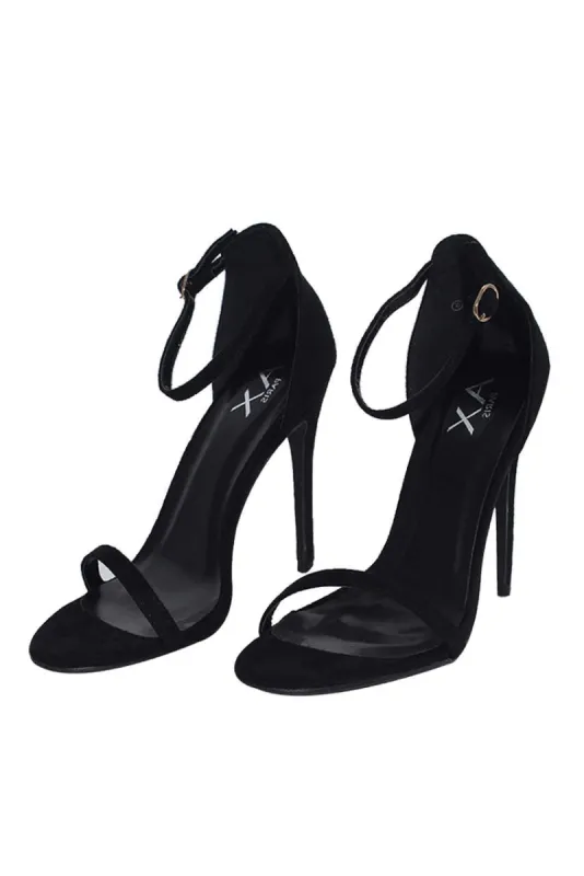 Black Suede Barely There Heels sold by AX Paris