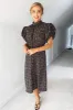 Black Ditsy Floral Puff Sleeve Midi Dress sold by AX Paris