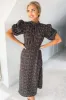Black Ditsy Floral Puff Sleeve Midi Dress sold by AX Paris
