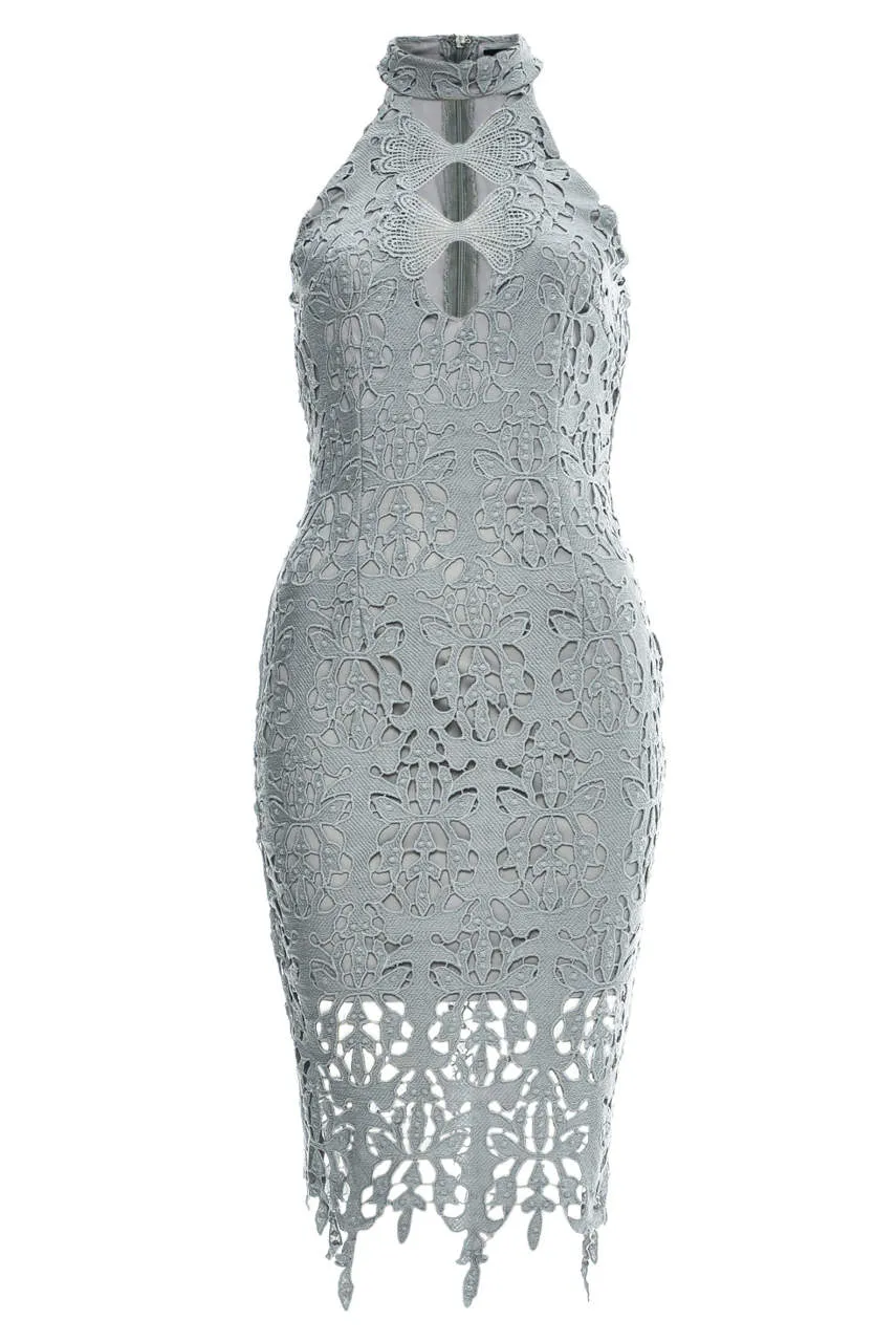 Grey Crochet Midi Dress sold by AX Paris product image thumbnail 4