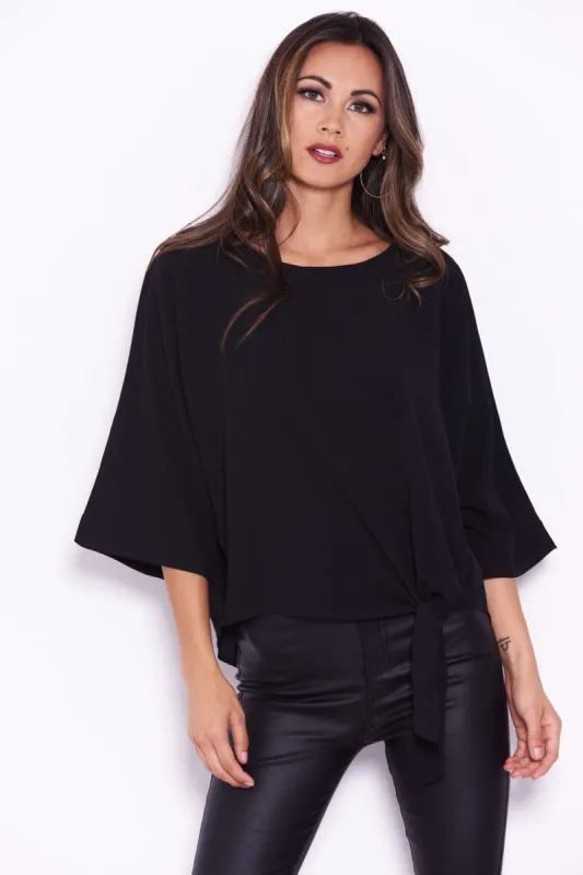 Black Wide Sleeve Top sold by AX Paris