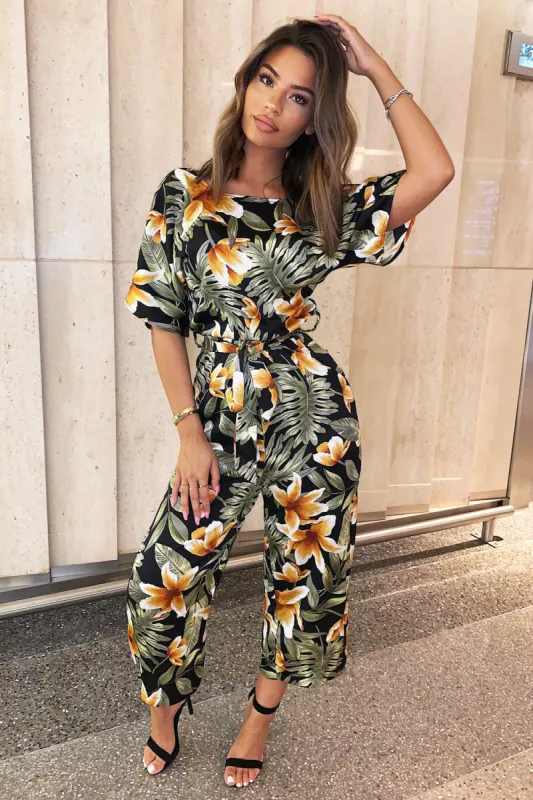 Tropical Print Belted Jumpsuit sold by AX Paris