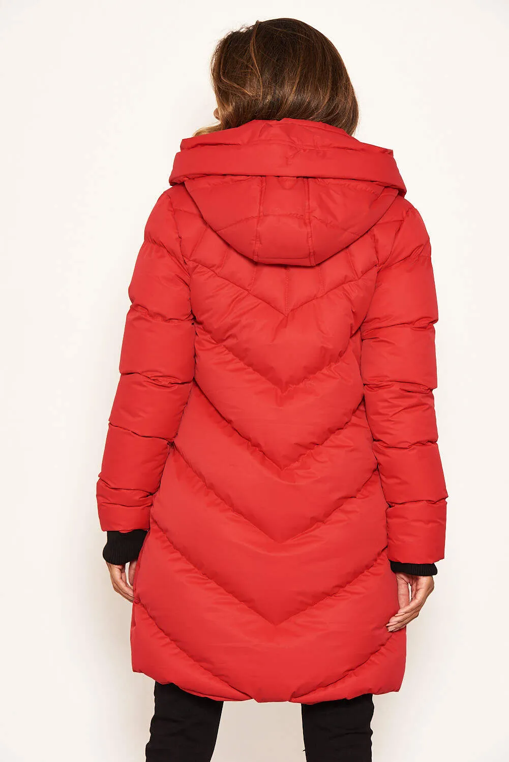 Red Longline Padded Coat sold by AX Paris product image thumbnail 3