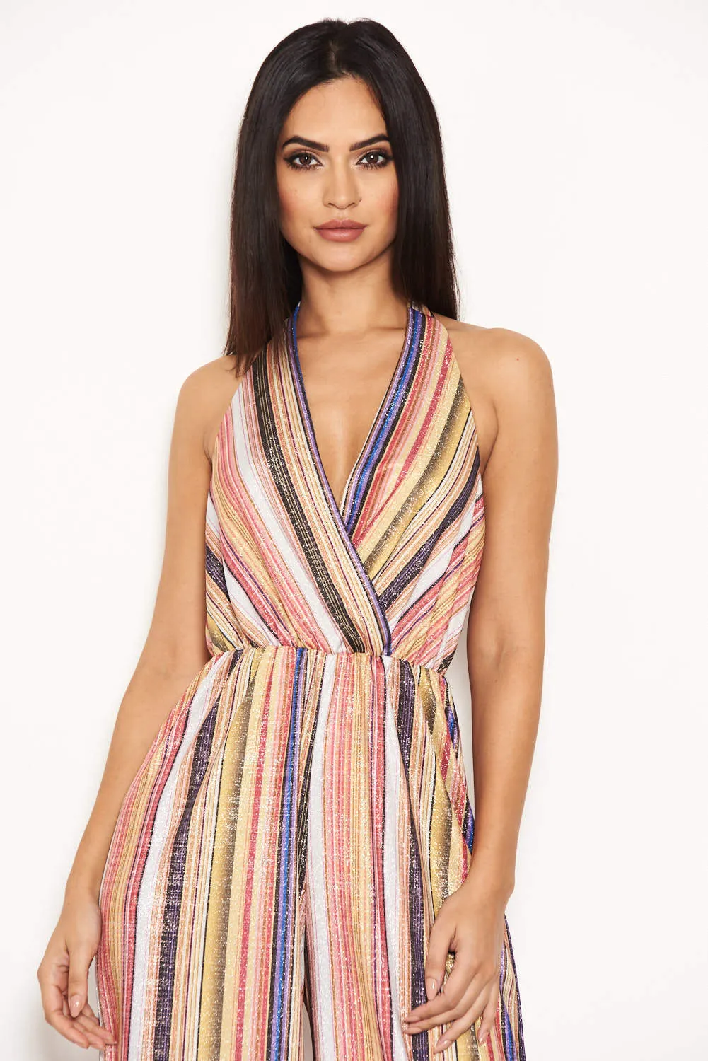 Stripe Halterneck Culotte Jumpsuit sold by AX Paris product image thumbnail 3