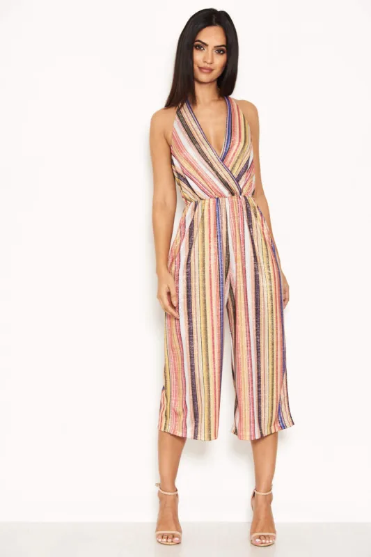 Stripe Halterneck Culotte Jumpsuit sold by AX Paris