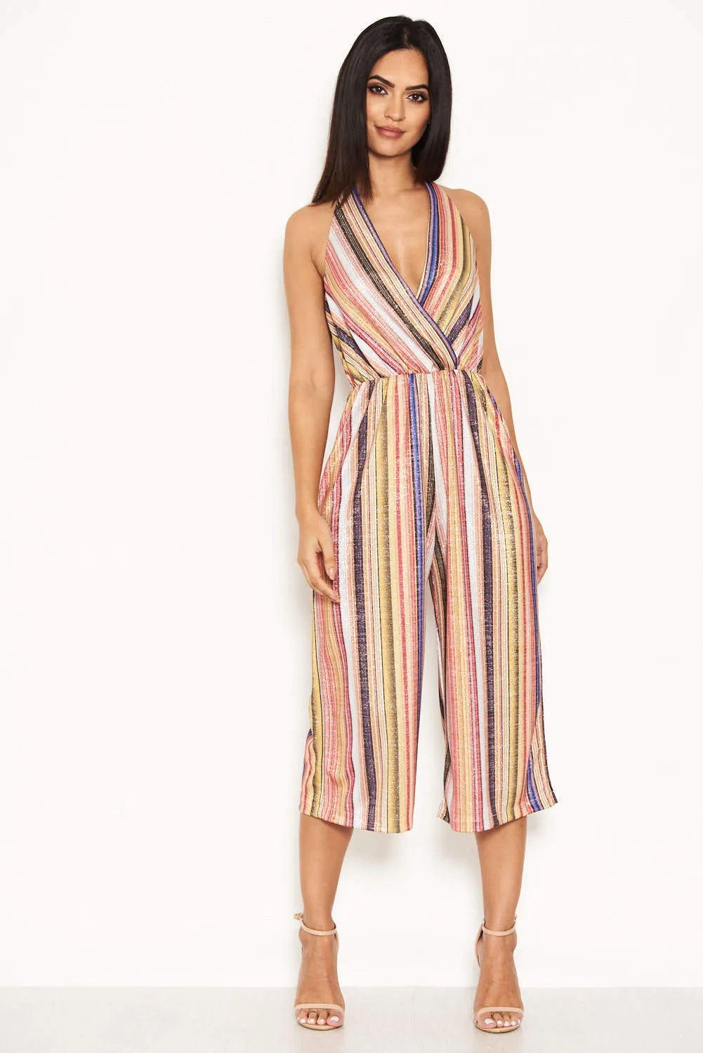 Stripe Halterneck Culotte Jumpsuit sold by AX Paris