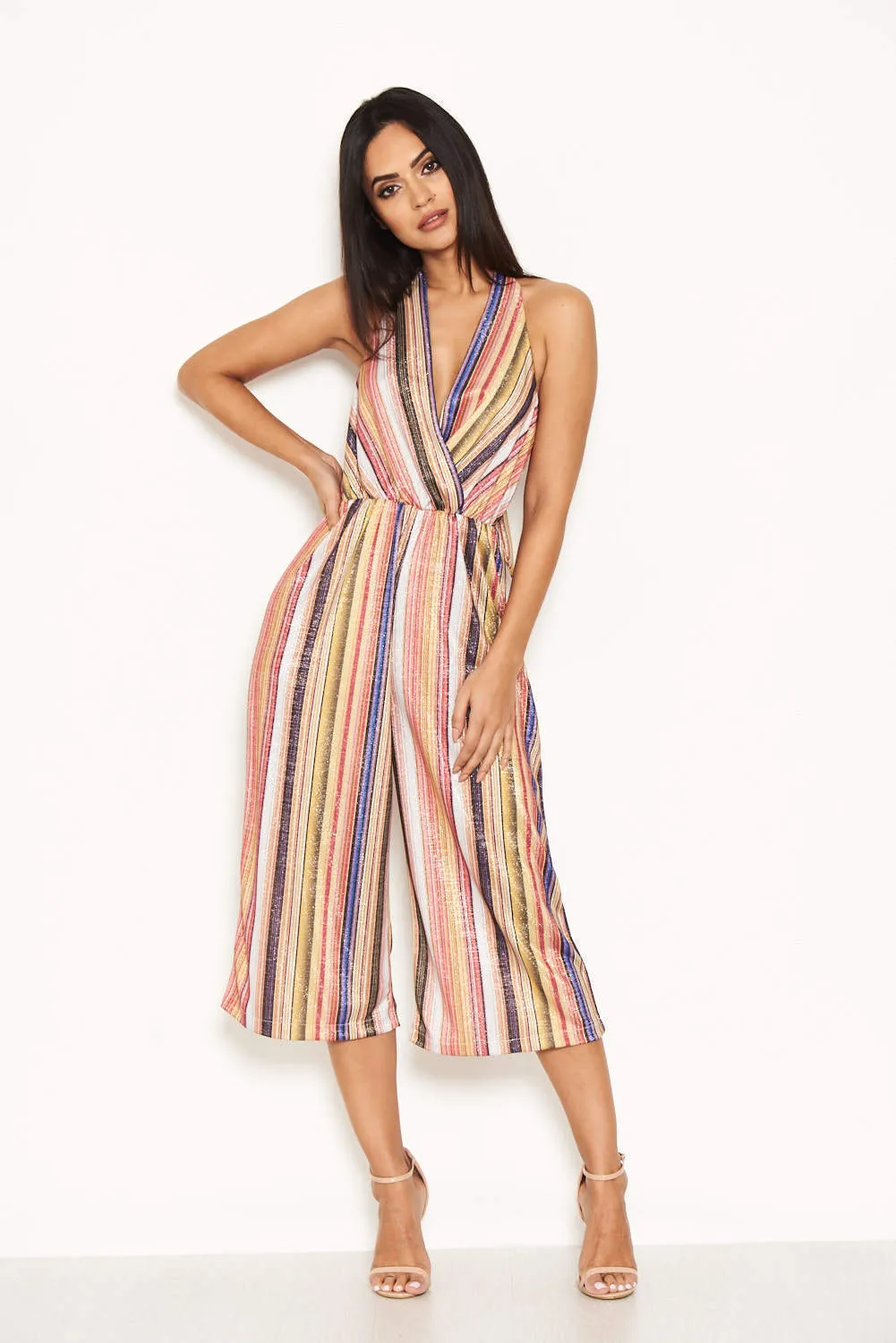 Stripe Halterneck Culotte Jumpsuit sold by AX Paris product image thumbnail 2