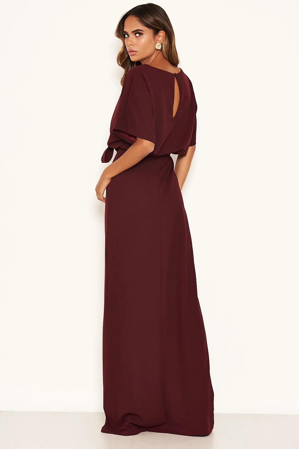 Plum Tie Waist Maxi Dress sold by AX Paris product image thumbnail 3