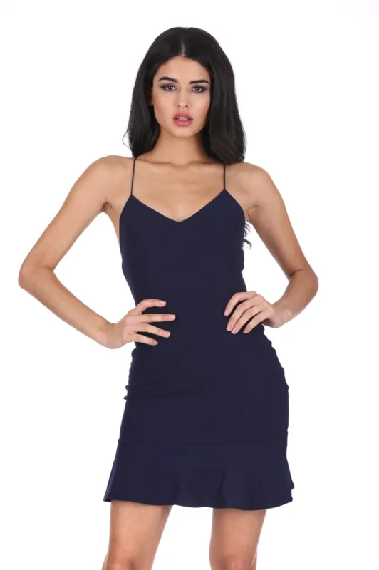 Navy Frill Hem Mini Dress sold by AX Paris