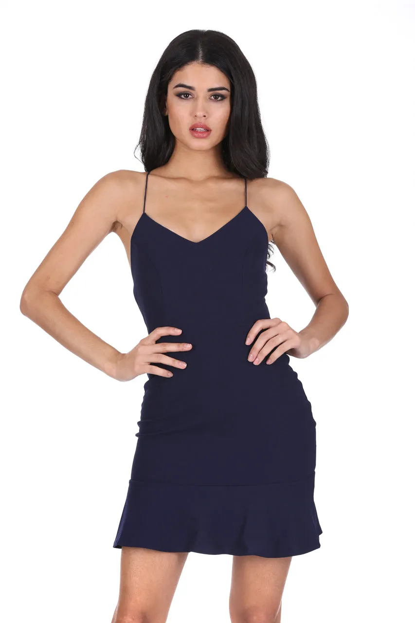 Navy Frill Hem Mini Dress sold by AX Paris