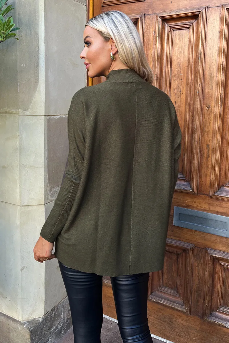 Olive Oversized Mock Neck Jumper sold by AX Paris product image thumbnail 4