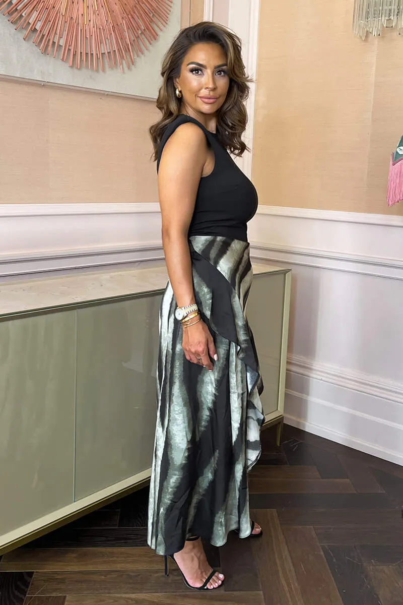 Multi Smudged Stripe Print 2 In 1 Frill Split Midi Dress sold by AX Paris product image thumbnail 2