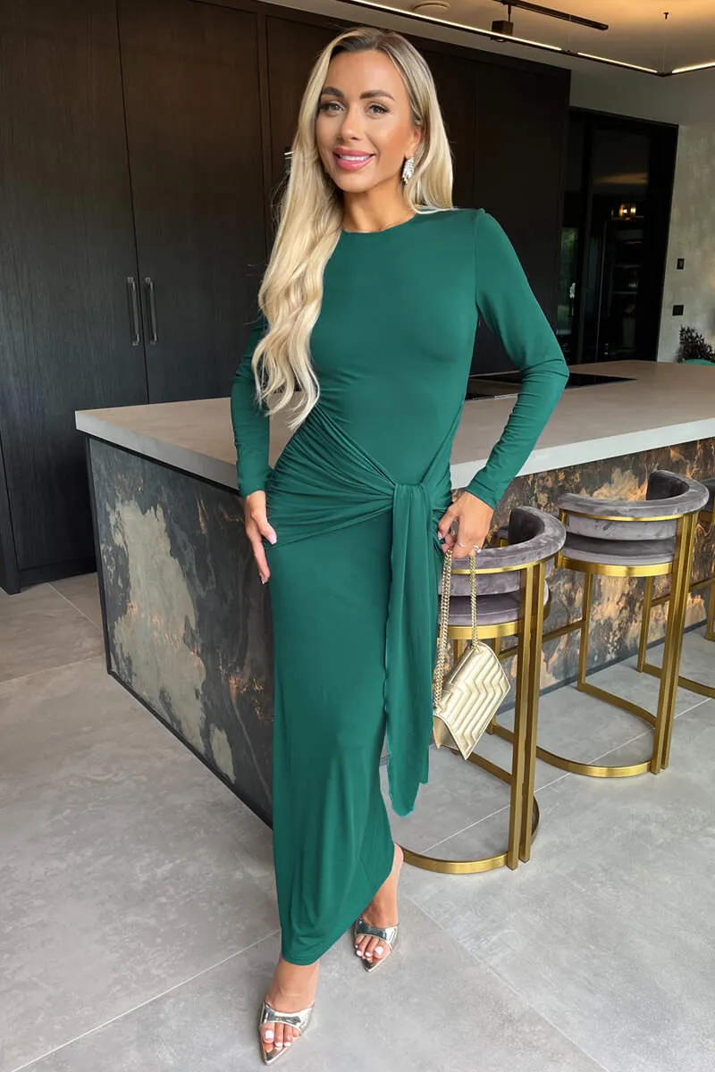 Teal Long Sleeve Sash Bodycon Midi Dress sold by AX Paris product image thumbnail 2