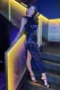 Navy Sequin Round Neck Gathered Midi Dress sold by AX Paris