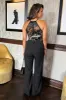 Black 2 in 1 Halter Neck Lace Top Jumpsuit sold by AX Paris