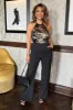 Black 2 in 1 Halter Neck Lace Top Jumpsuit sold by AX Paris