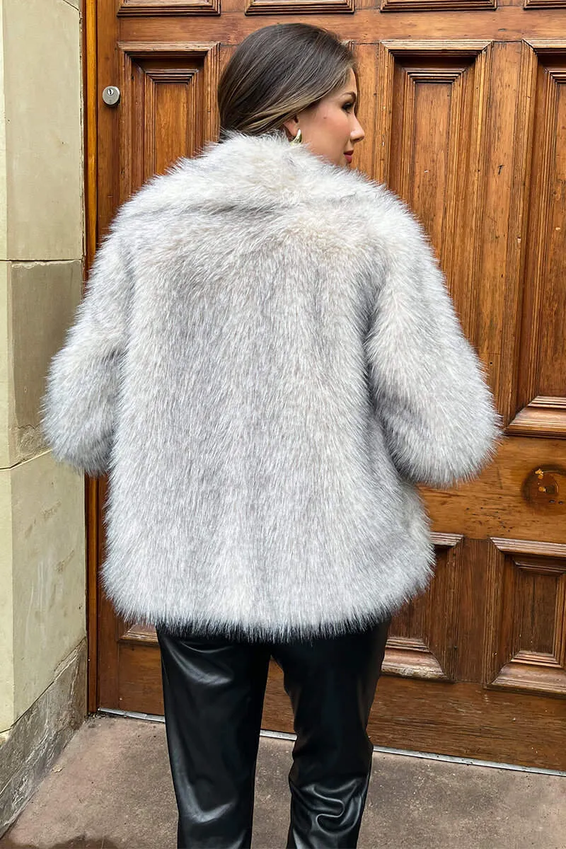 Cream Tipped Faux Fur Short Jacket sold by AX Paris product image thumbnail 5