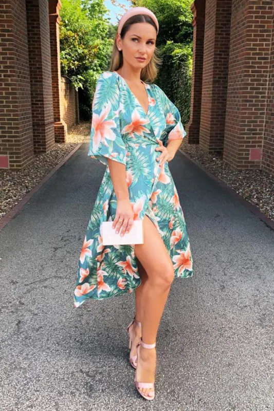 Green Floral Wrap Maxi Dress sold by AX Paris