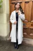 Cream Boucle Tie Belt Longline Trench Coat sold by AX Paris