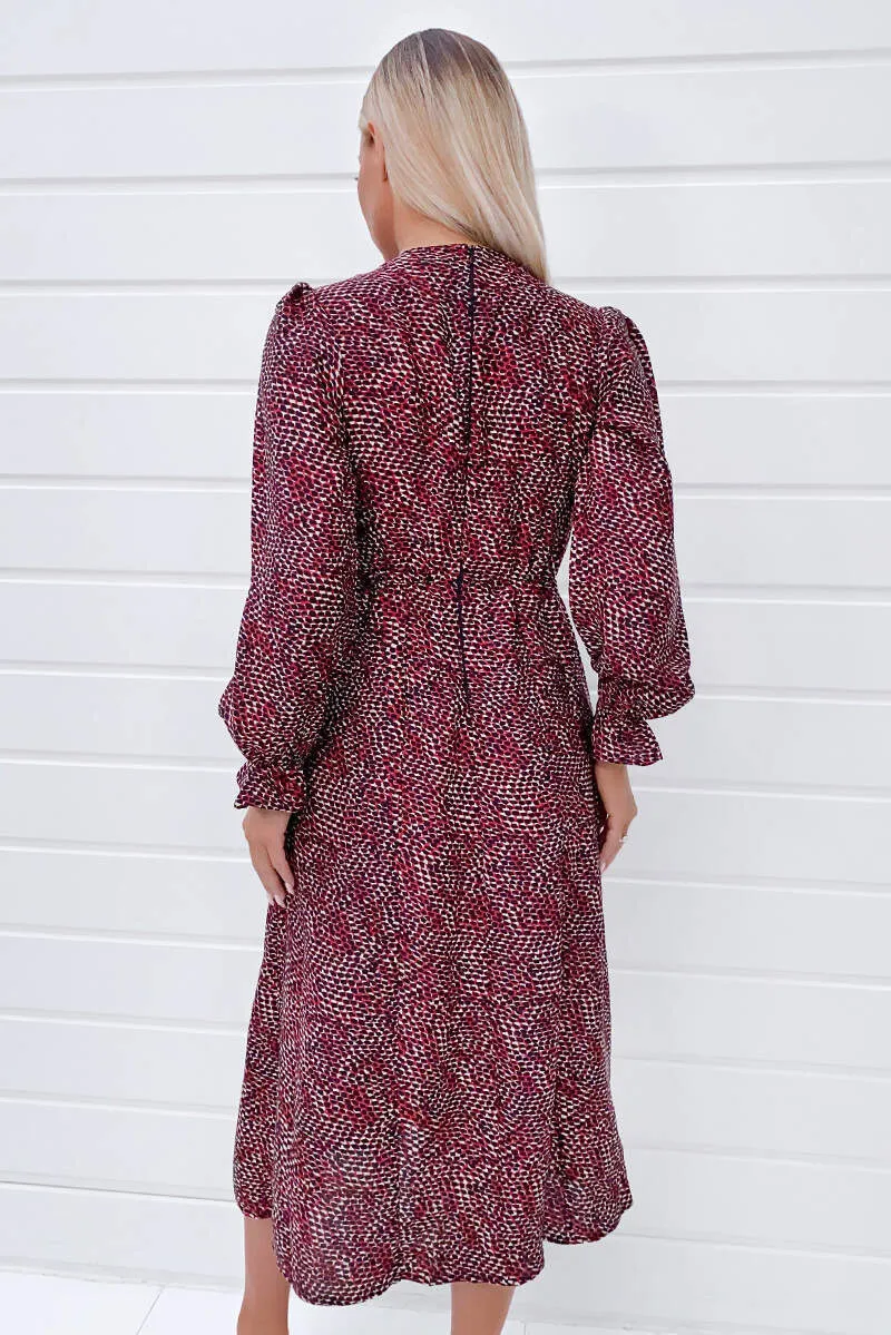 Red Printed Split Leg Midi Dress sold by AX Paris product image thumbnail 4