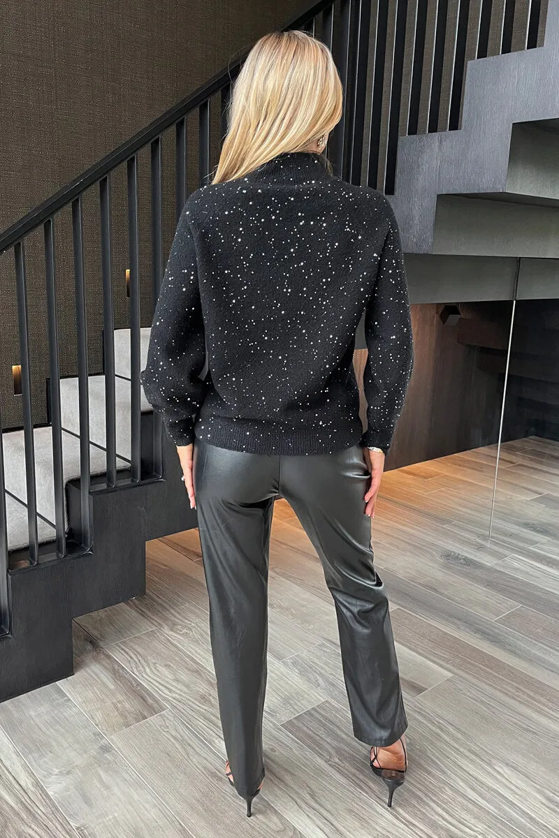 Black Sequin Detail Mock Neck Jumper sold by AX Paris product image thumbnail 4