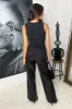 Black Pinstripe Fitted Longline Waistcoat sold by AX Paris