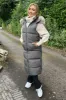Khaki Faux Fur Hooded Longline Padded Gilet sold by AX Paris