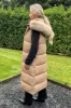 Biscuit Faux Fur Hooded Longline Padded Gilet sold by AX Paris