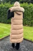 Biscuit Faux Fur Hooded Longline Padded Gilet sold by AX Paris