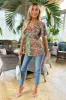 Multi Floral Garden Print V Neck Top sold by AX Paris