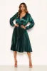 Teal Wrap Pleated Satin Dress sold by AX Paris