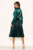 Teal Wrap Pleated Satin Dress sold by AX Paris