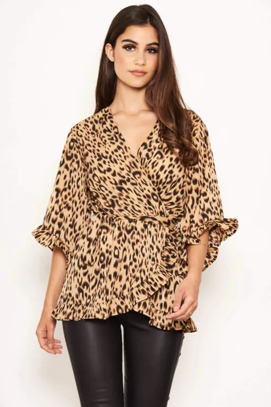 Leopard Print Wrap Top sold by AX Paris