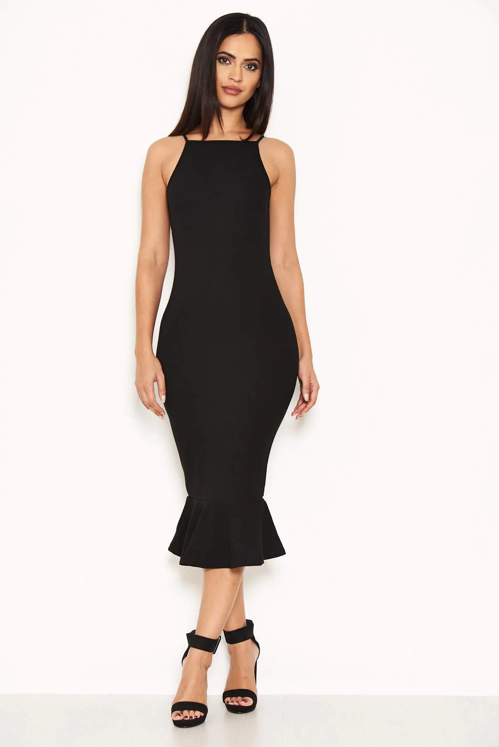 Navy Bodycon Midi Dress With Frill Hem sold by AX Paris product image thumbnail 2