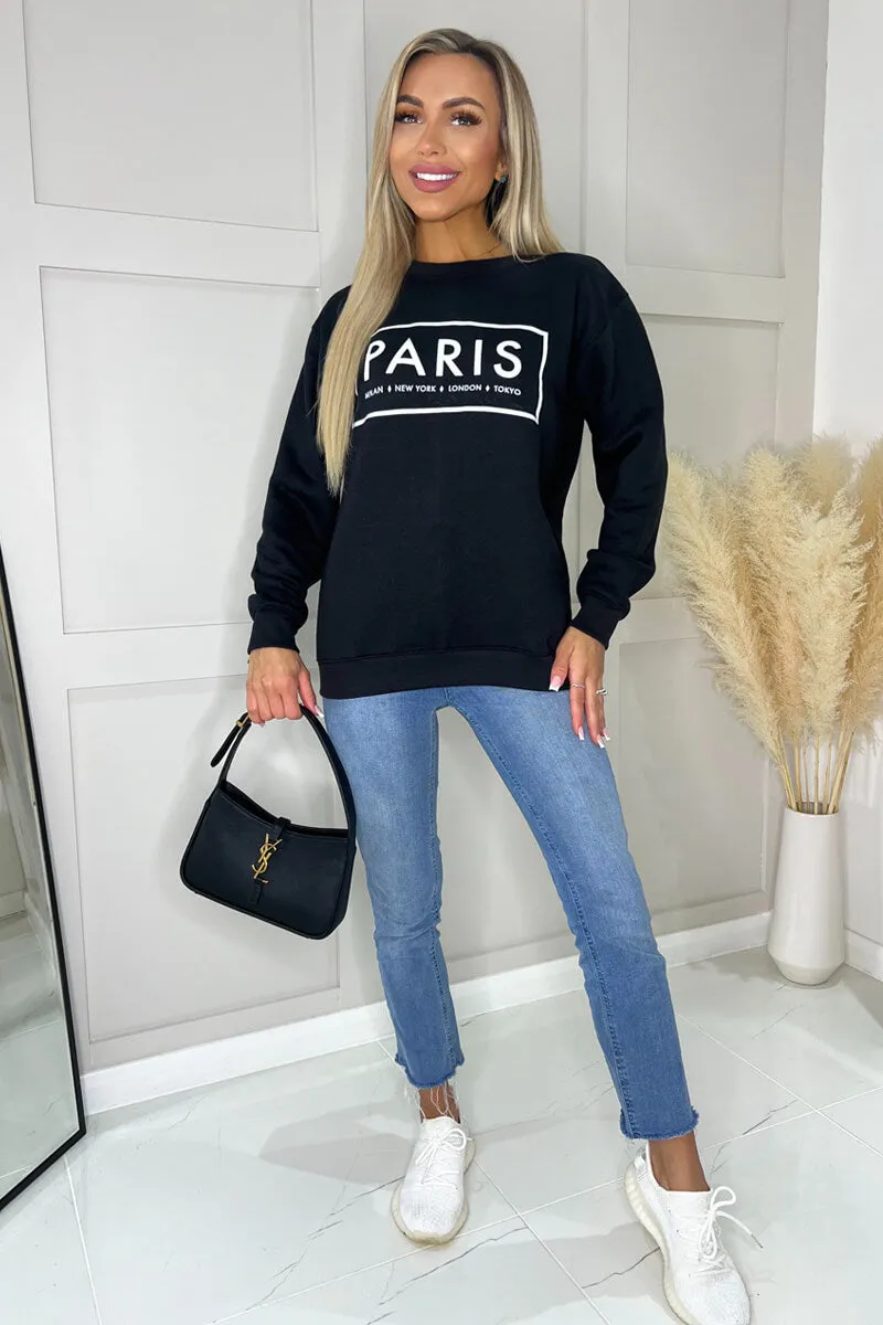 Black Paris Slogan Crew Neck Sweatshirt sold by AX Paris product image thumbnail 3
