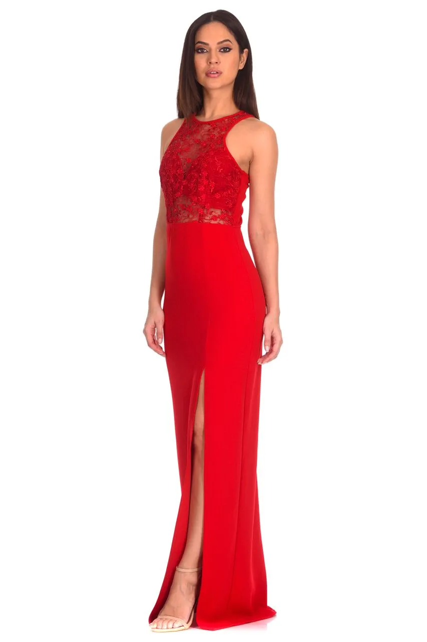 Red Lace Top Maxi Dress sold by AX Paris product image thumbnail 2
