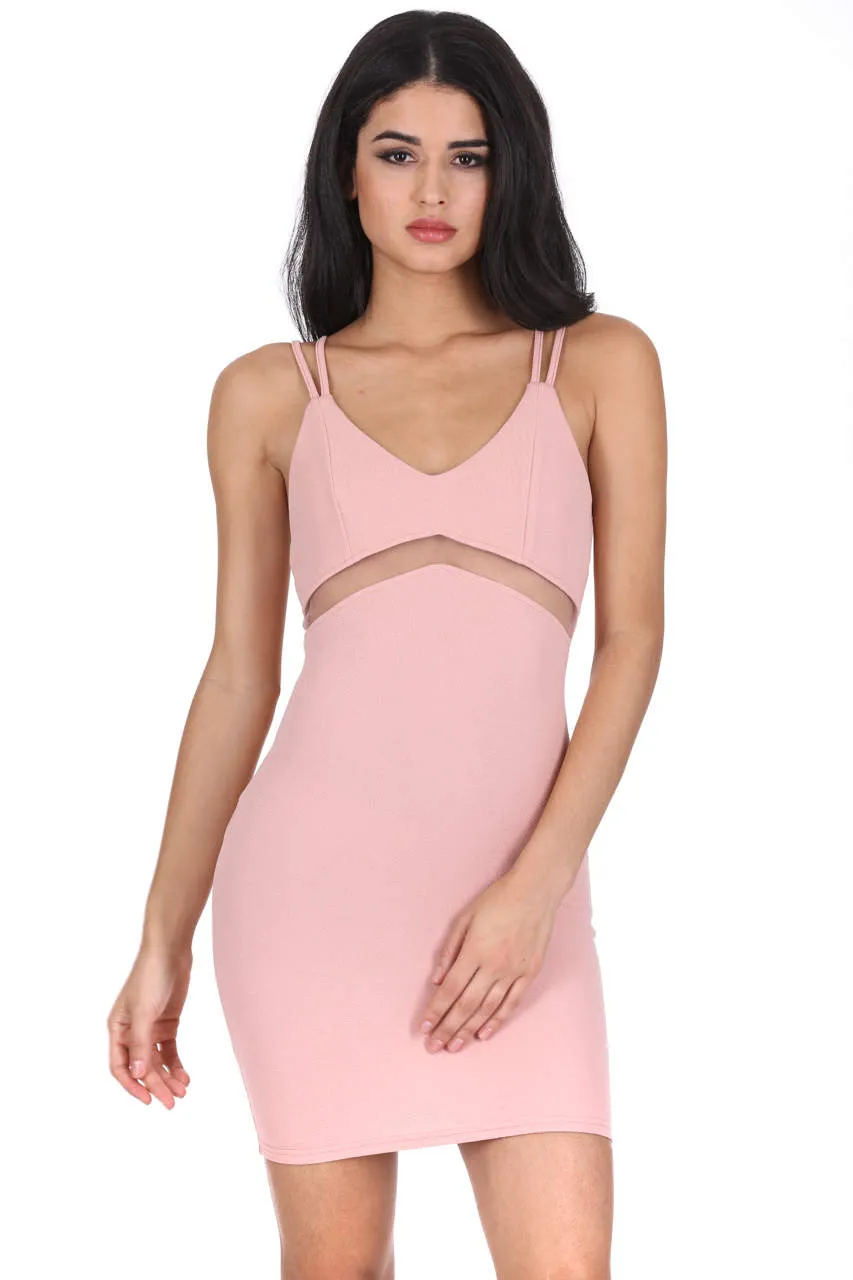 Blush Mesh Bodycon Mini Dress sold by AX Paris