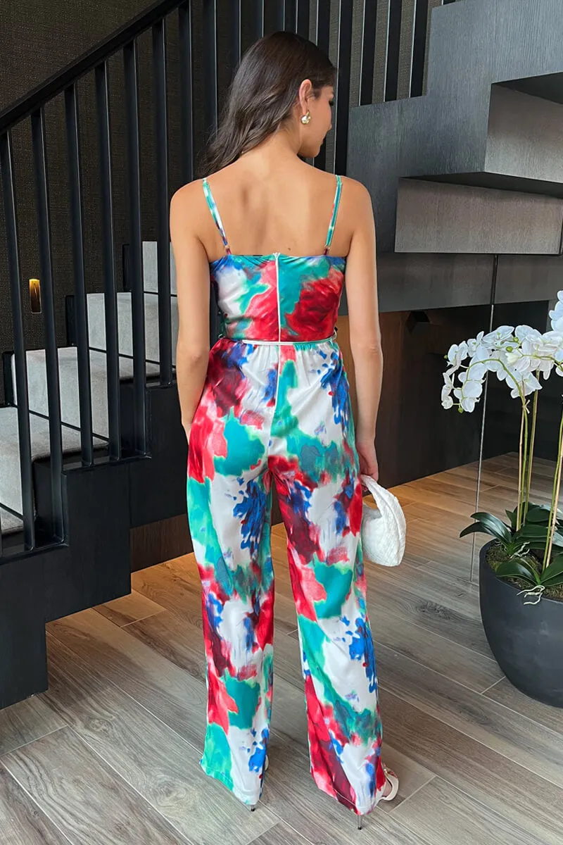 Multi Tie Dye Printed Strappy Tie Waist Jumpsuit sold by AX Paris product image thumbnail 5