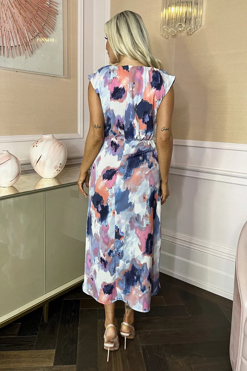 Multi Smudge Print Dipped Hem Midi Dress sold by AX Paris product image thumbnail 5