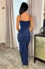 Navy Strappy Wrap Top Gathered Skirt Maxi Dress sold by AX Paris