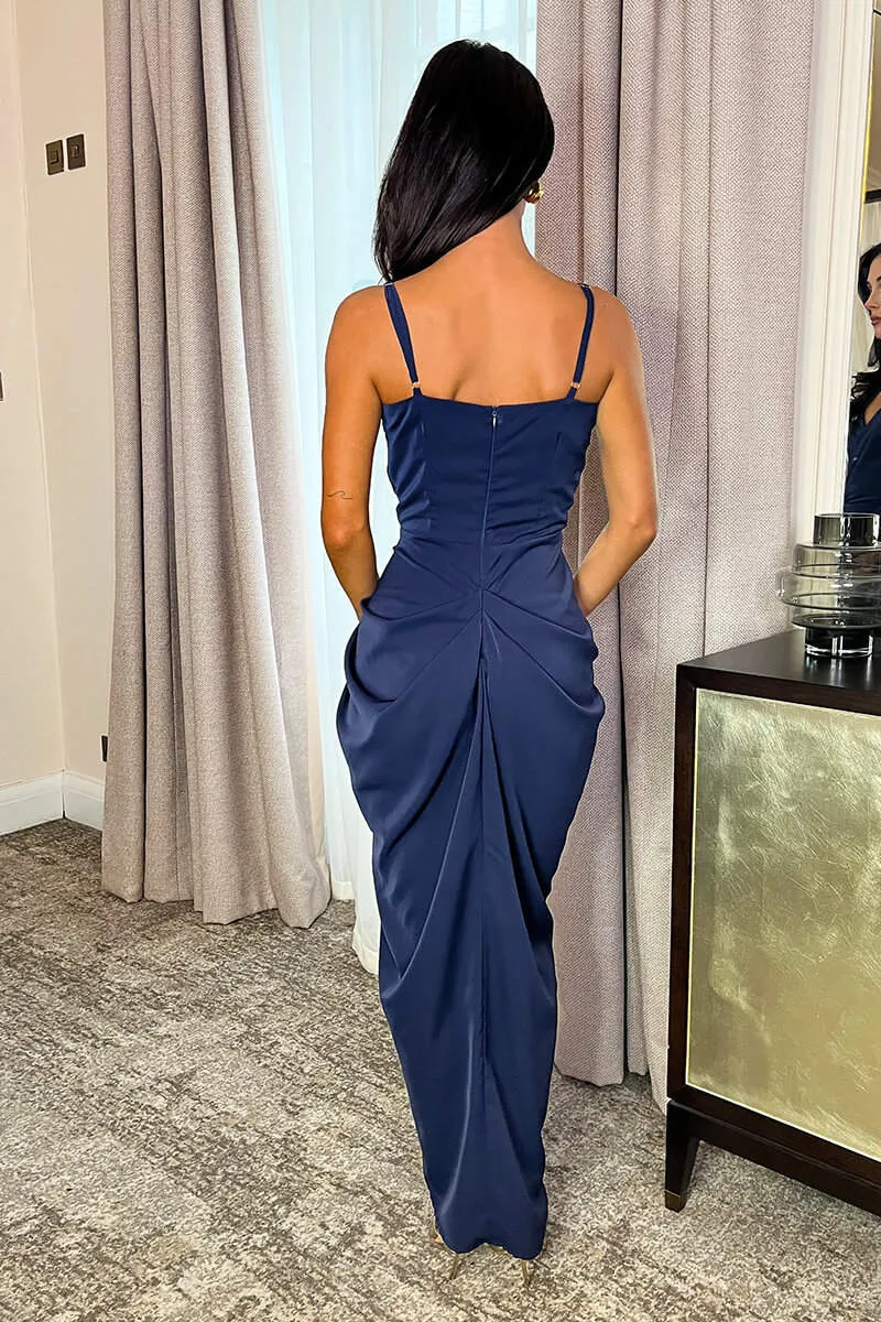 Navy Strappy Wrap Top Gathered Skirt Maxi Dress sold by AX Paris product image thumbnail 5